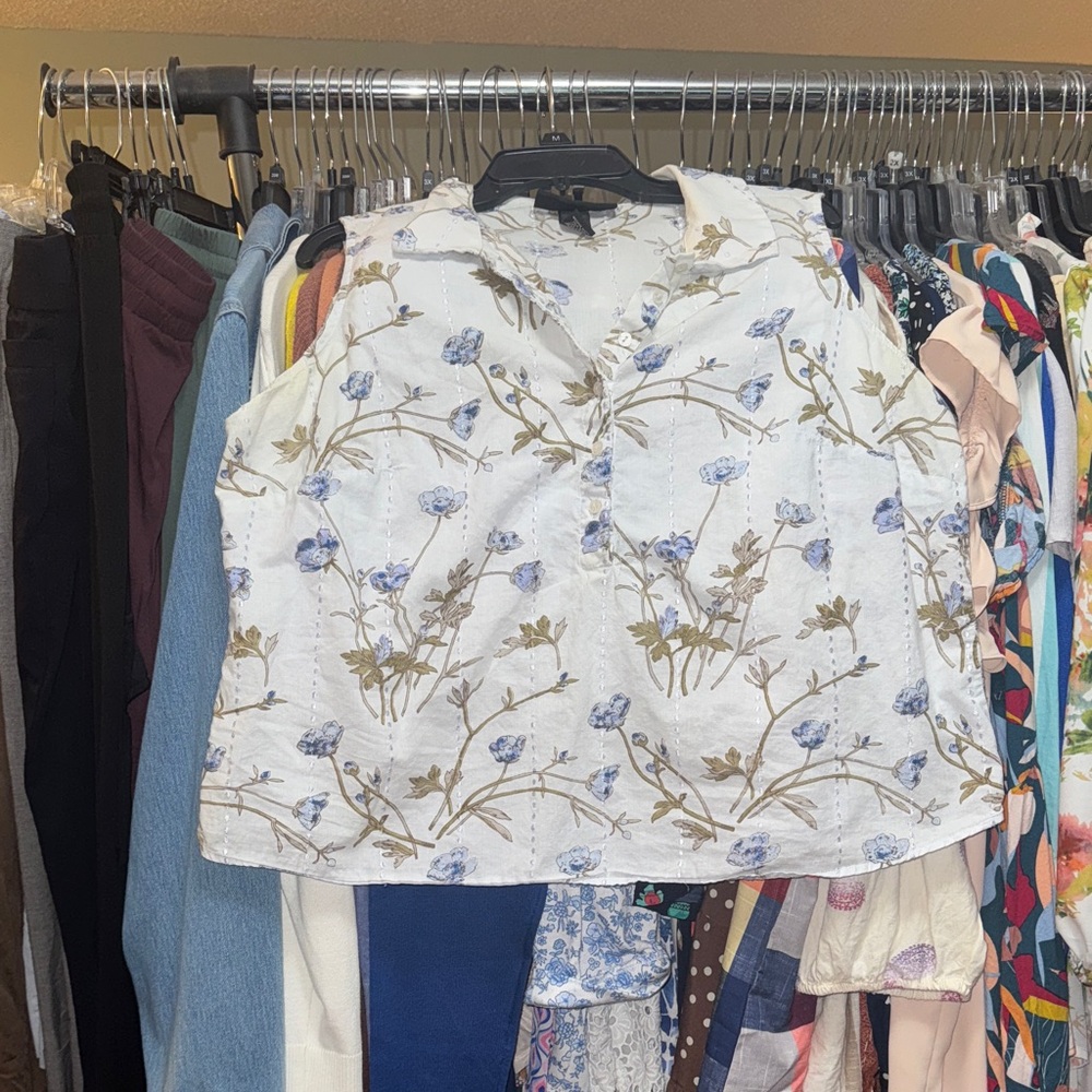 Venezia White and Brown Floral Top